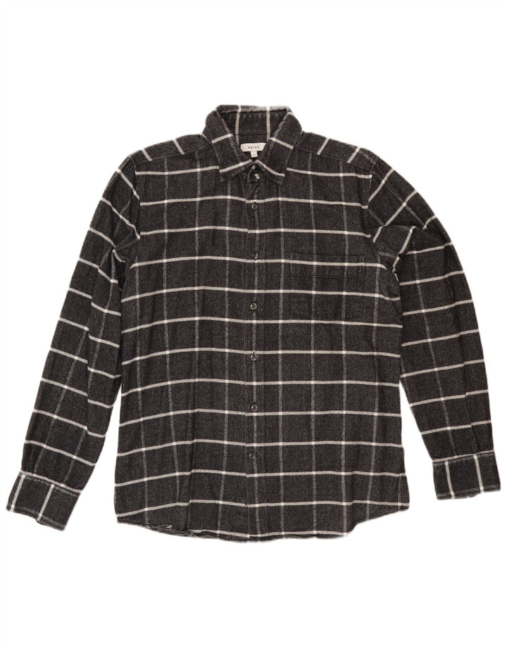 REISS Flanelskjorte til kvinder UK 14 Medium Grey Ternet Bomuld