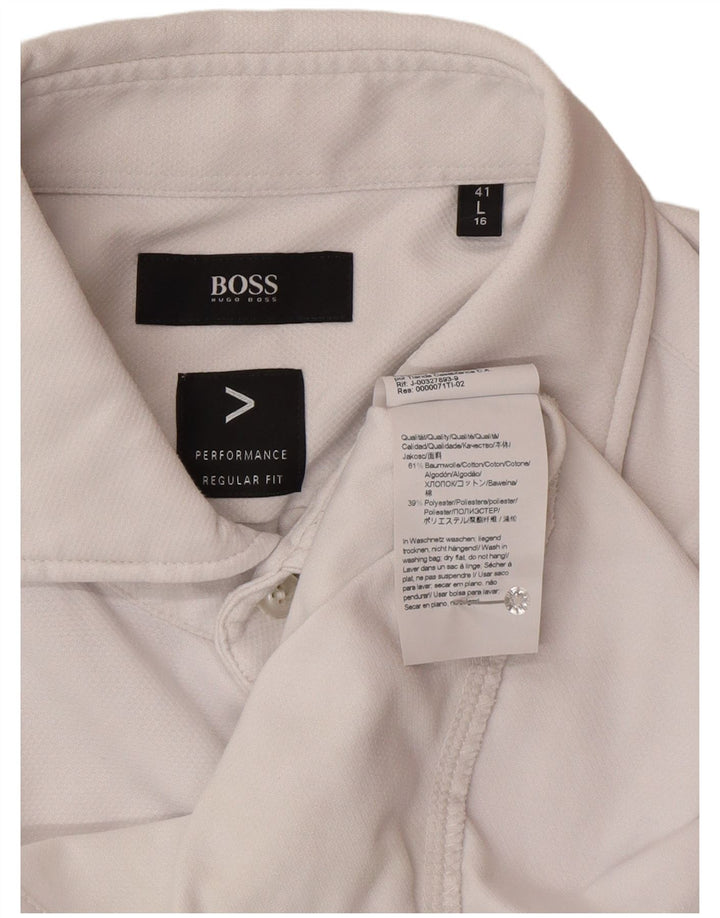 Hugo Boss Herre Regular Fit skjorte str. 41 16 Stor hvid bomuld