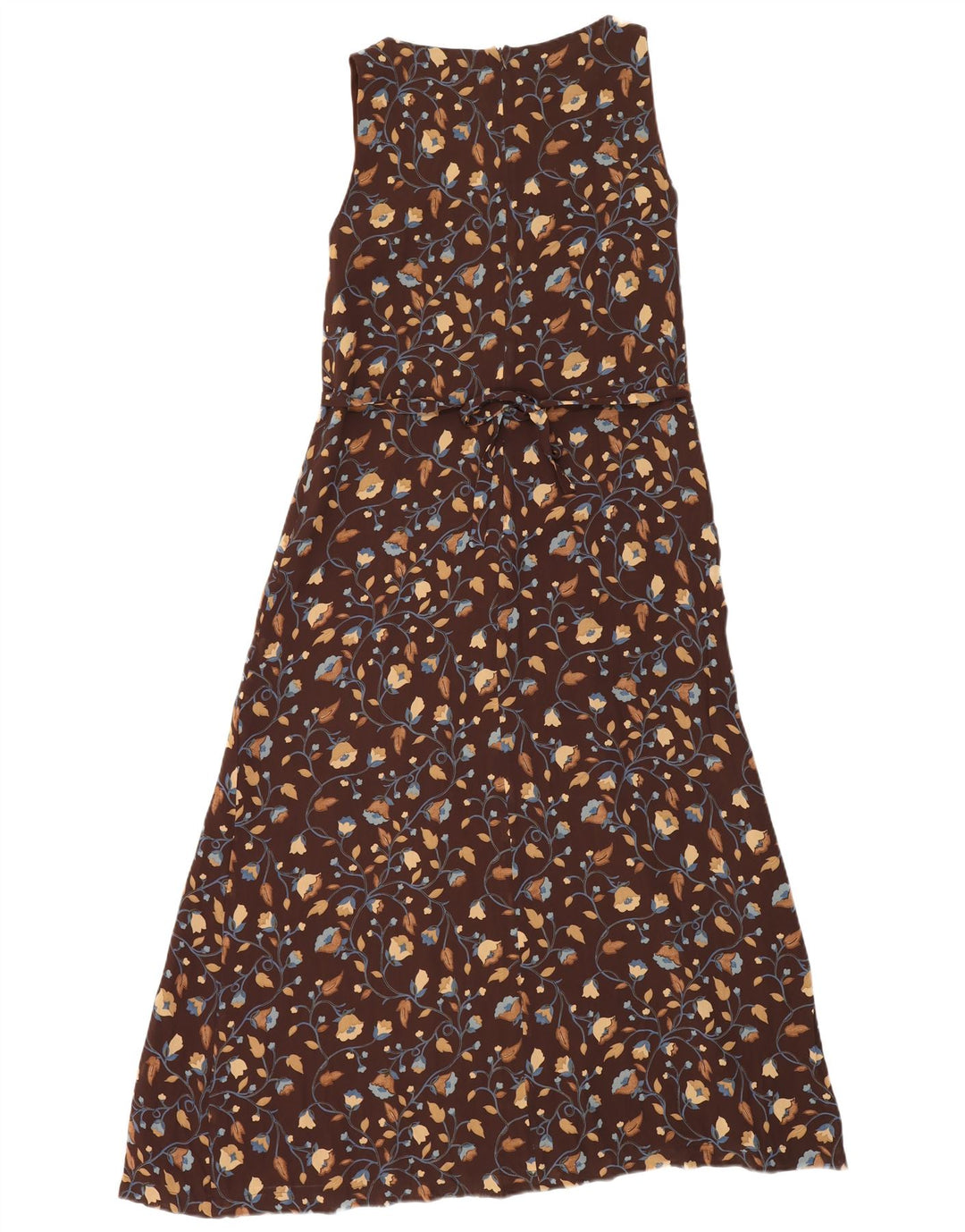 Vintage ærmeløs maxikjole til kvinder IT 44 Medium Brown Floral