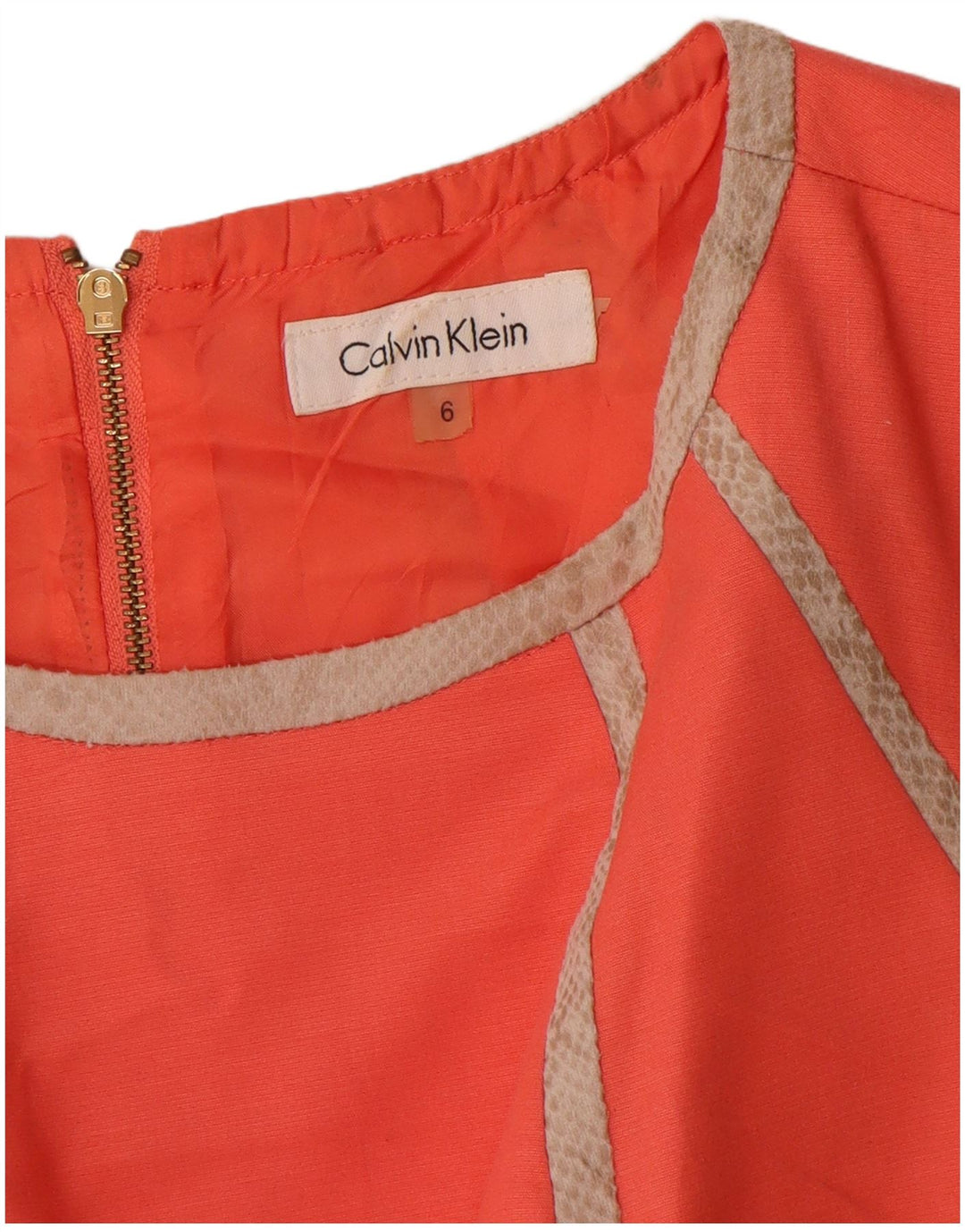Calvin Klein Dame Ærmeløs Skede Kjole US 6 Medium Orange