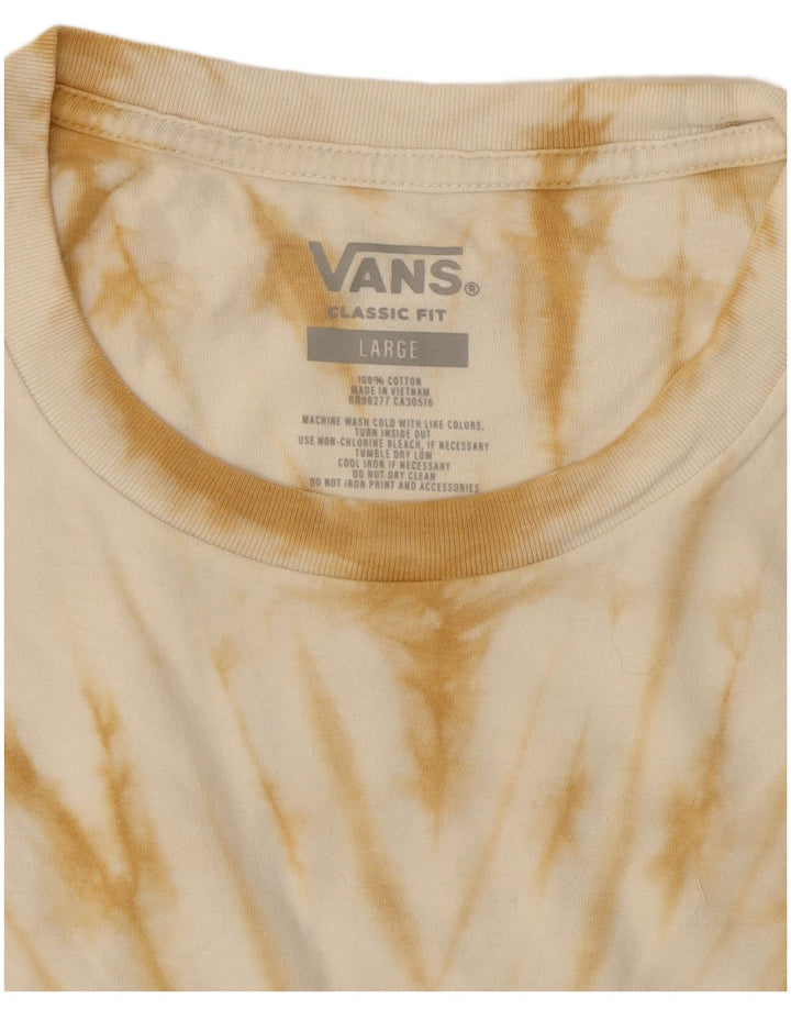 VANS Herre Classic Fit Grafisk T-Shirt Top Stor Beige Tie Dye Bomuld