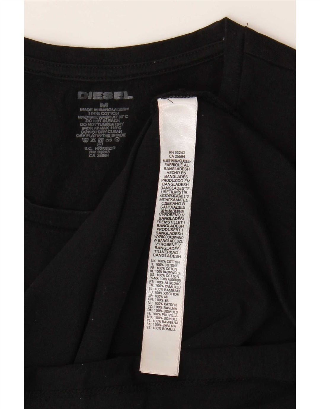 Diesel Herre T-Shirt Top Medium Sort Bomuld