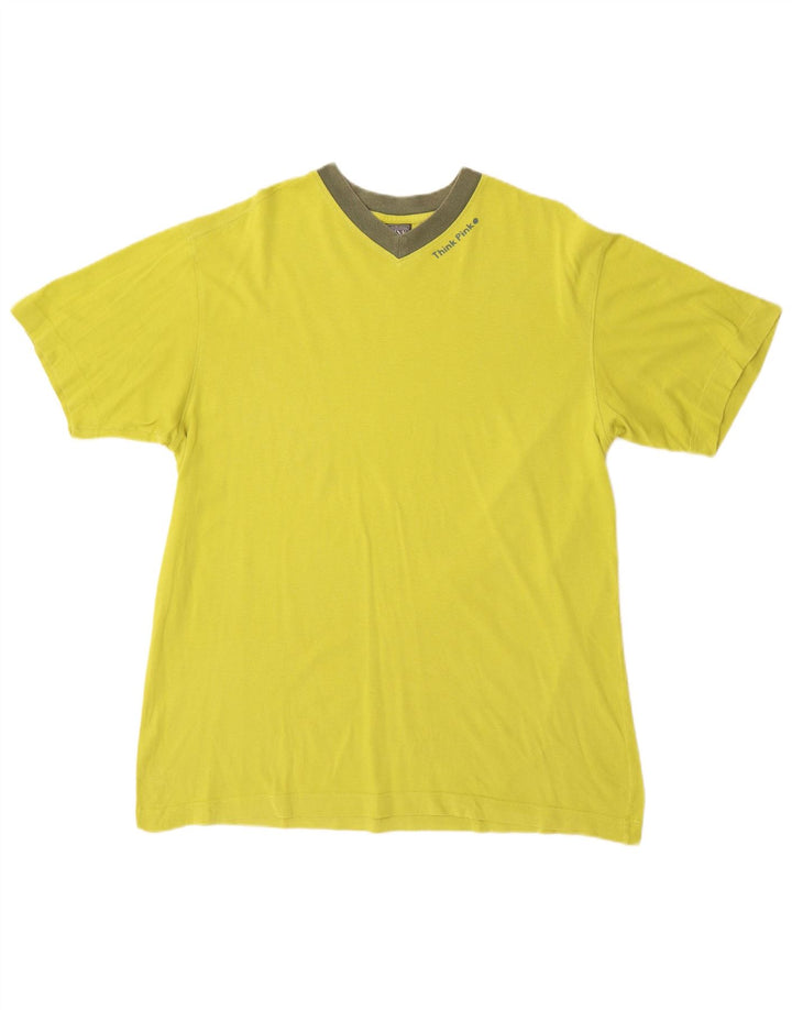 Tænk Pink Herre T-Shirt Top Stor Gul Bomuld