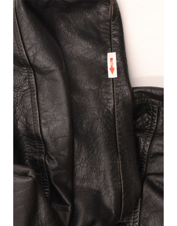 Vintage Herre Læder Military Jacket UK 40 Large Black