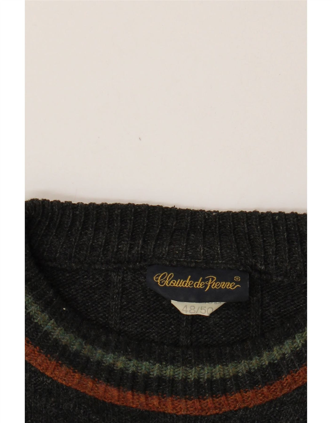 Vintage mænd med rund hals sweater IT 48/50 Medium marineblå geometrisk