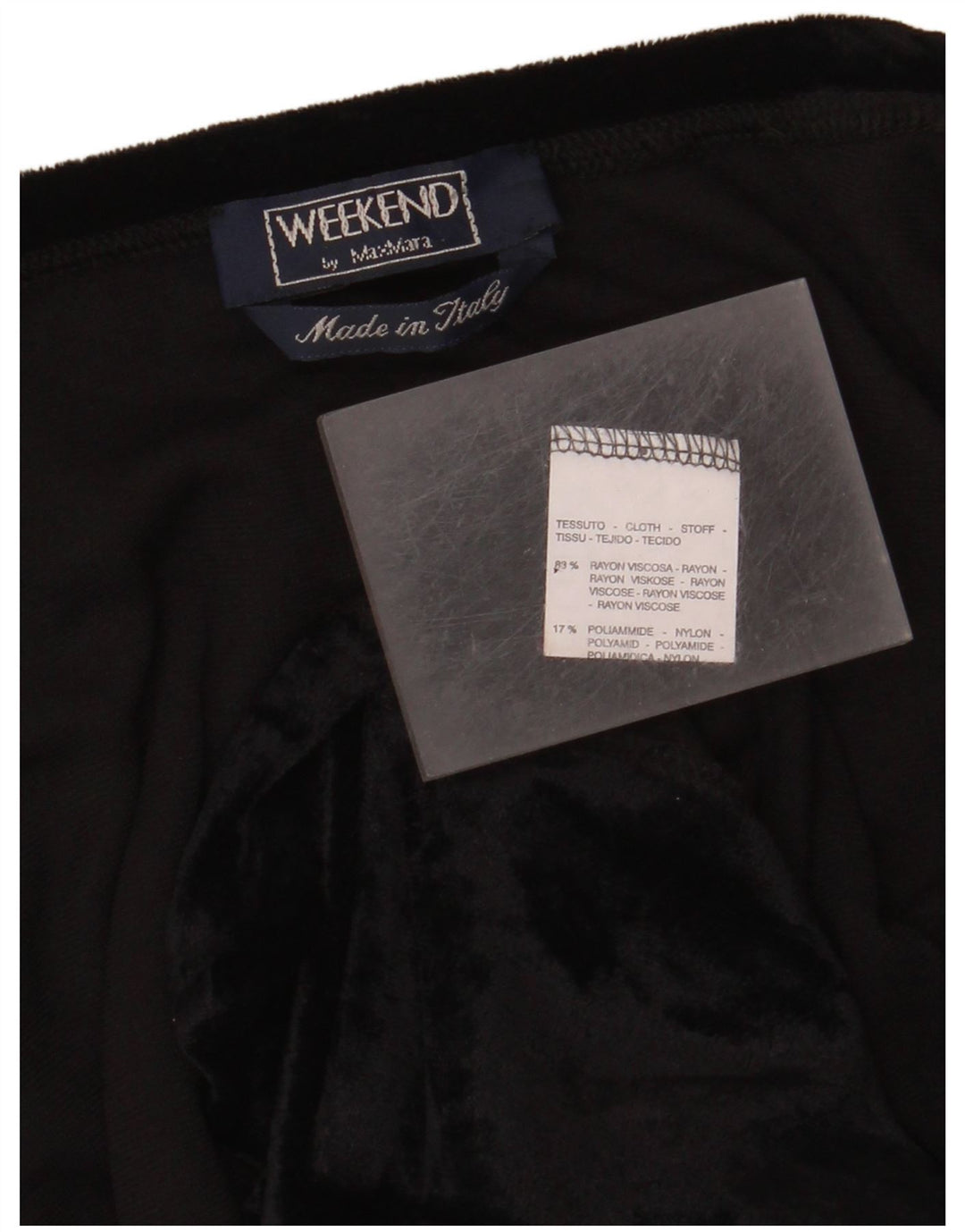 Max Mara Dame Weekend Velour Top 3/4 ærme UK 16 Large Black Rayon