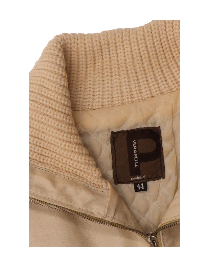 CONBIPEL Womens Leather Coat IT 44 Medium Beige Leather Vintage Conbipel and Second-Hand Conbipel from Messina Hembry 