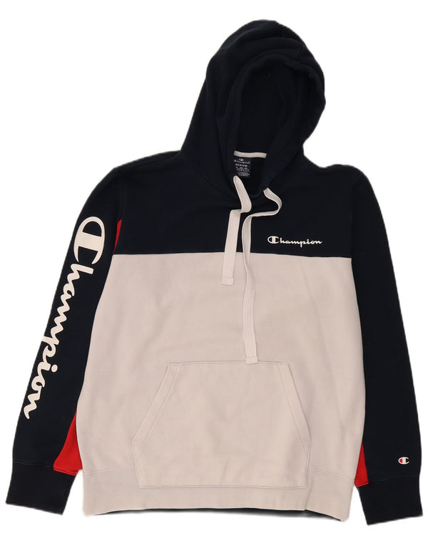 Tommy Hilfiger Herre grafisk hættetrøje Jumper Medium Navy Blue Colourblock
