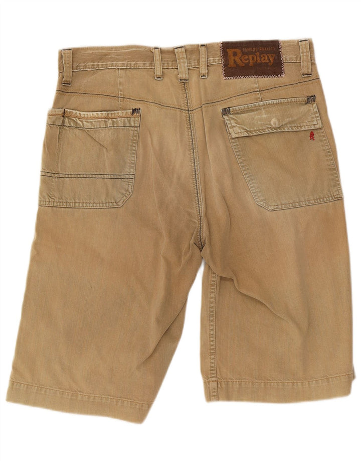 Replay Herre Bermuda Shorts W34 Stor Beige Bomuld