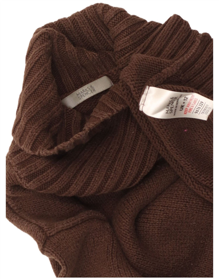 Marks & Spencer Dame Crop Roll Neck Jumper Sweater UK 12 Medium Brown