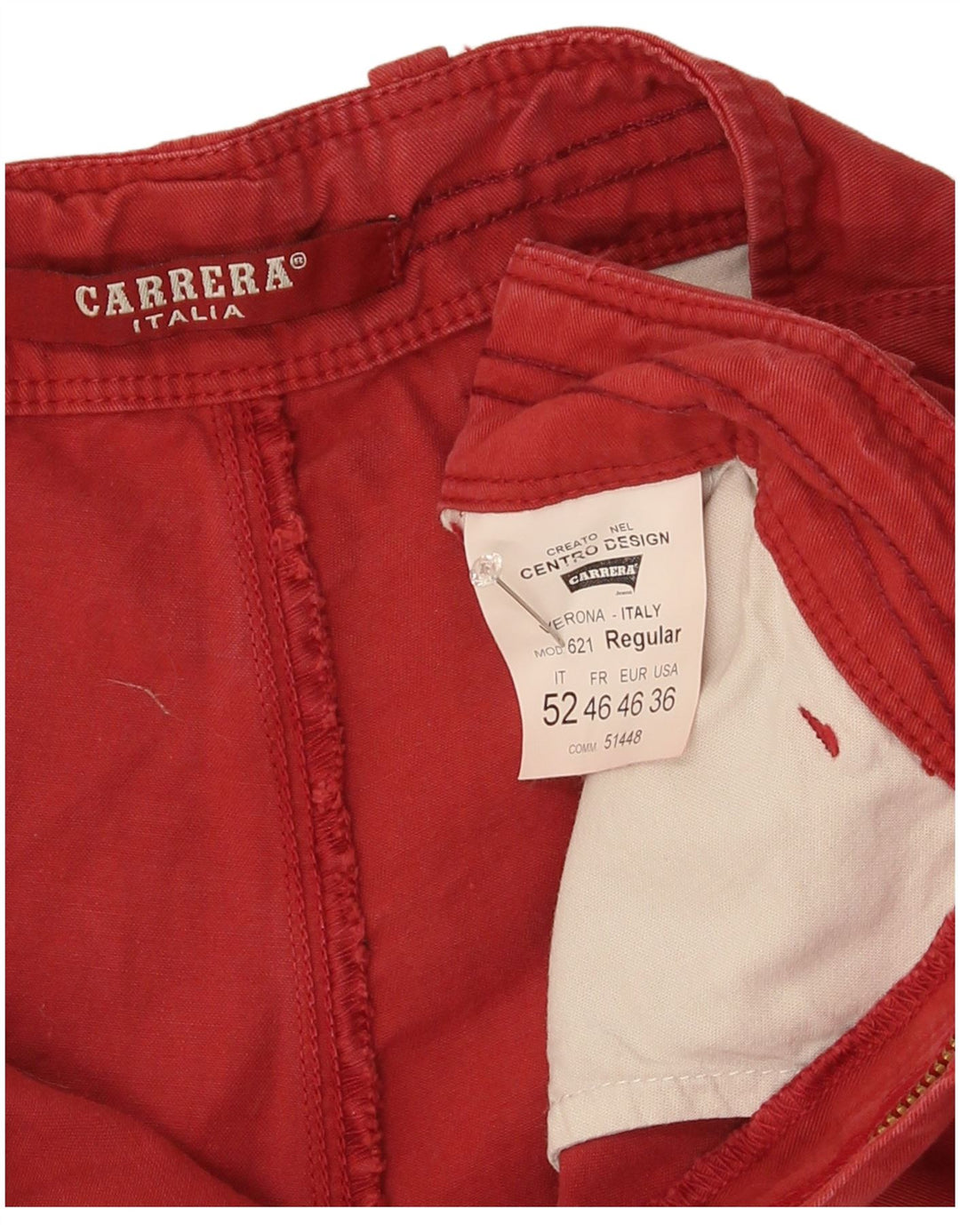 Carrera Herre Chino Shorts IT 52 XL W36 Rød Bomuld