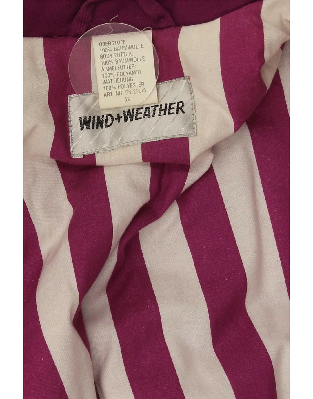 Vintage vindjakke til kvinder EU 52 4XL Lilla bomuld