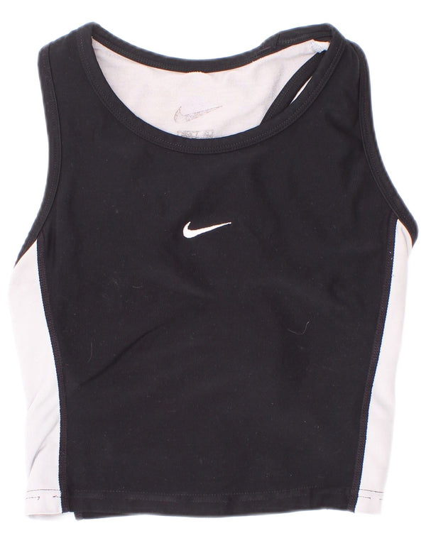 Nike Girls Dri Fit Crop Vest Top 8-9 år Sort Colourblock