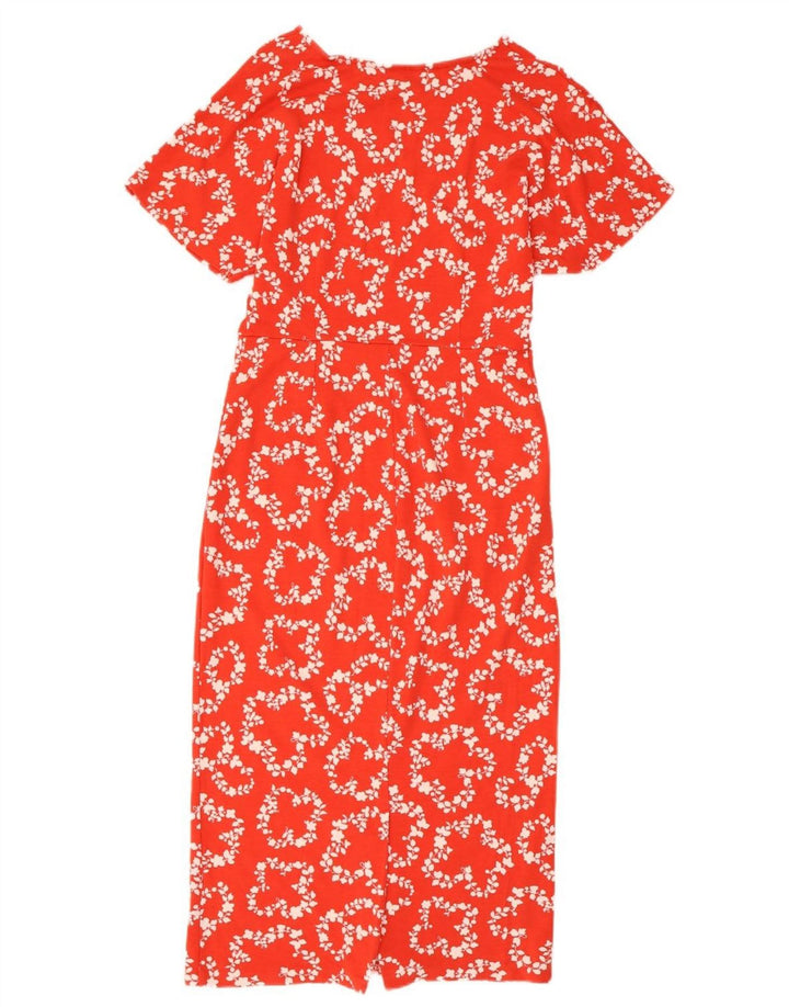 Boden Dame Skede Kjole UK 12 Medium Red Floral Viscose