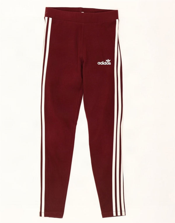 Adidas Dame Leggings UK 10 Small Bourgogne Cotton
