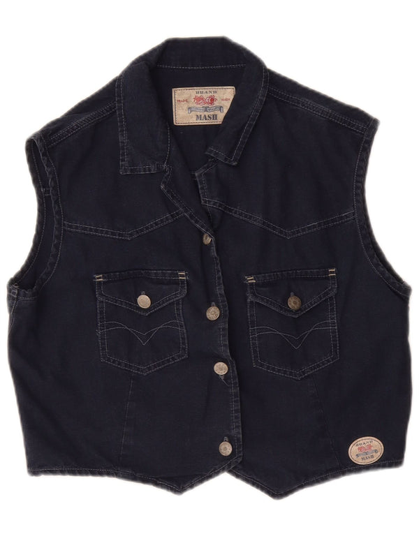 Mash Womens Denim Gilet UK 14 Large Navy Blue Cotton