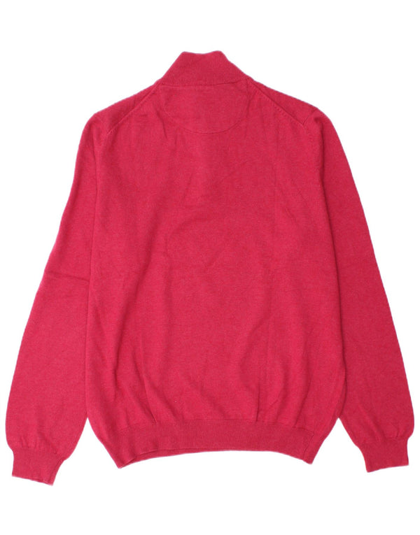 Massimo Dutti Herre Zip Neck Jumper Sweater Medium Pink Bomuld