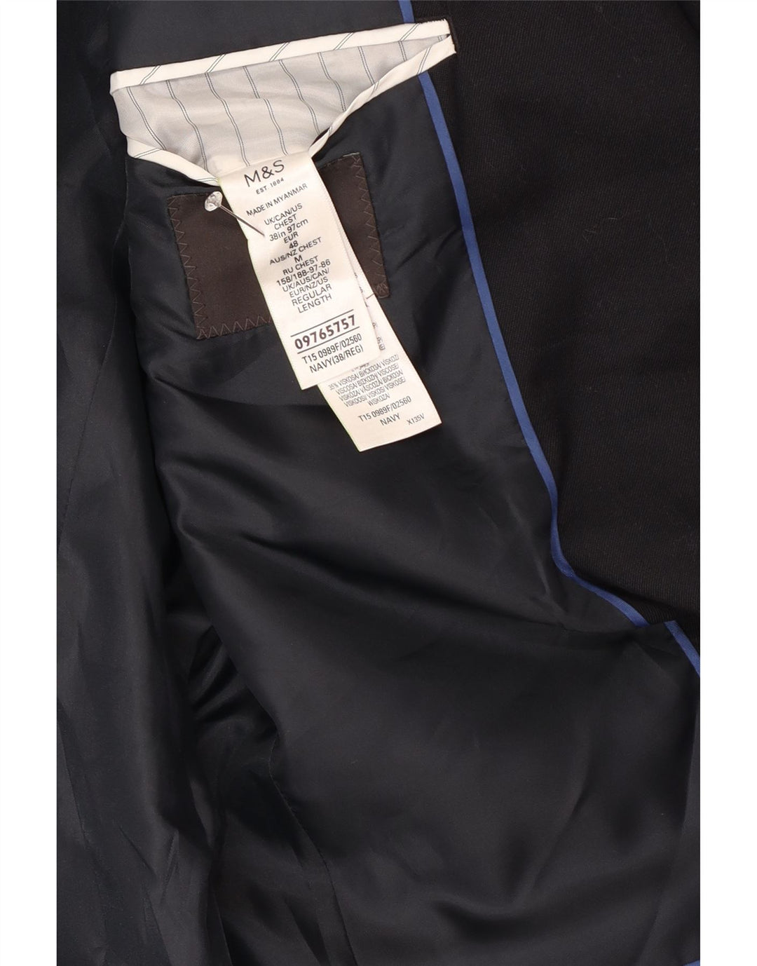 Marks & Spencer Herre 2-knaps blazerjakke UK 38 Medium Navy Blue