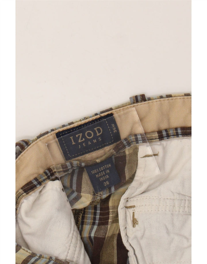 Izod Chino Shorts til mænd W36 Large grøn ternet bomuld