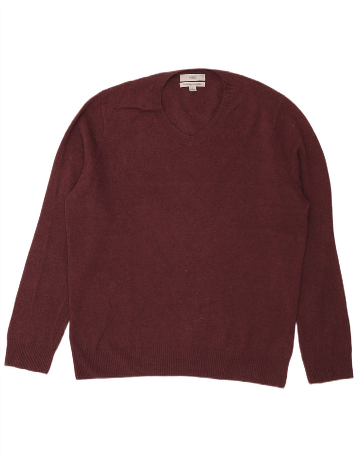 Marks & Spencer Herre V-hals sweater Stor Bourgogne lammeuld