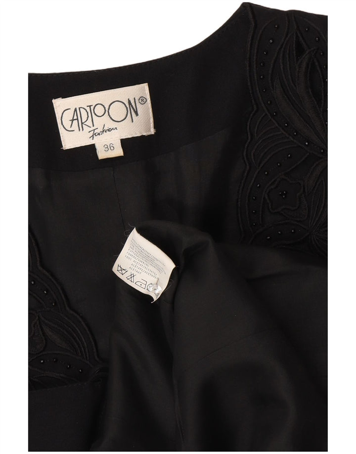 Cartoon Dame 9-knaps blazerjakke EU 36 Small Black Floral Viscose