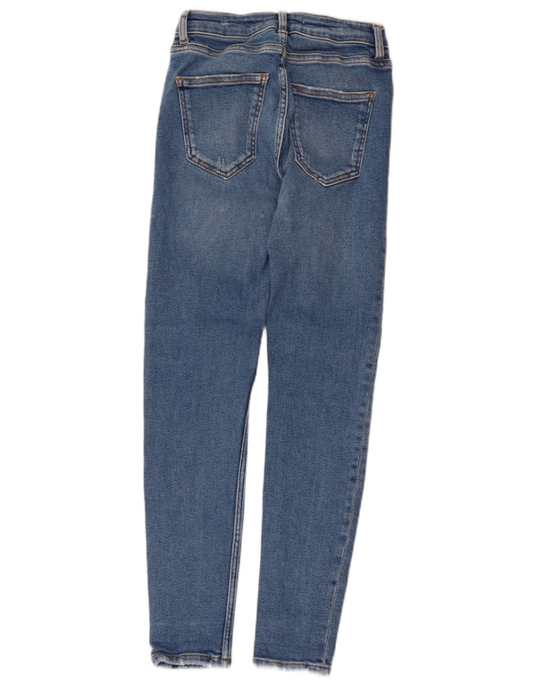 Zara Dame Distressed Skinny Jeans EU 36 XS W26 L27 Blå