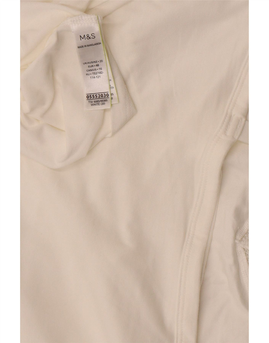 Marks & Spencer Dame Crop Cami Top UK 20 2XL Hvid Bomuld