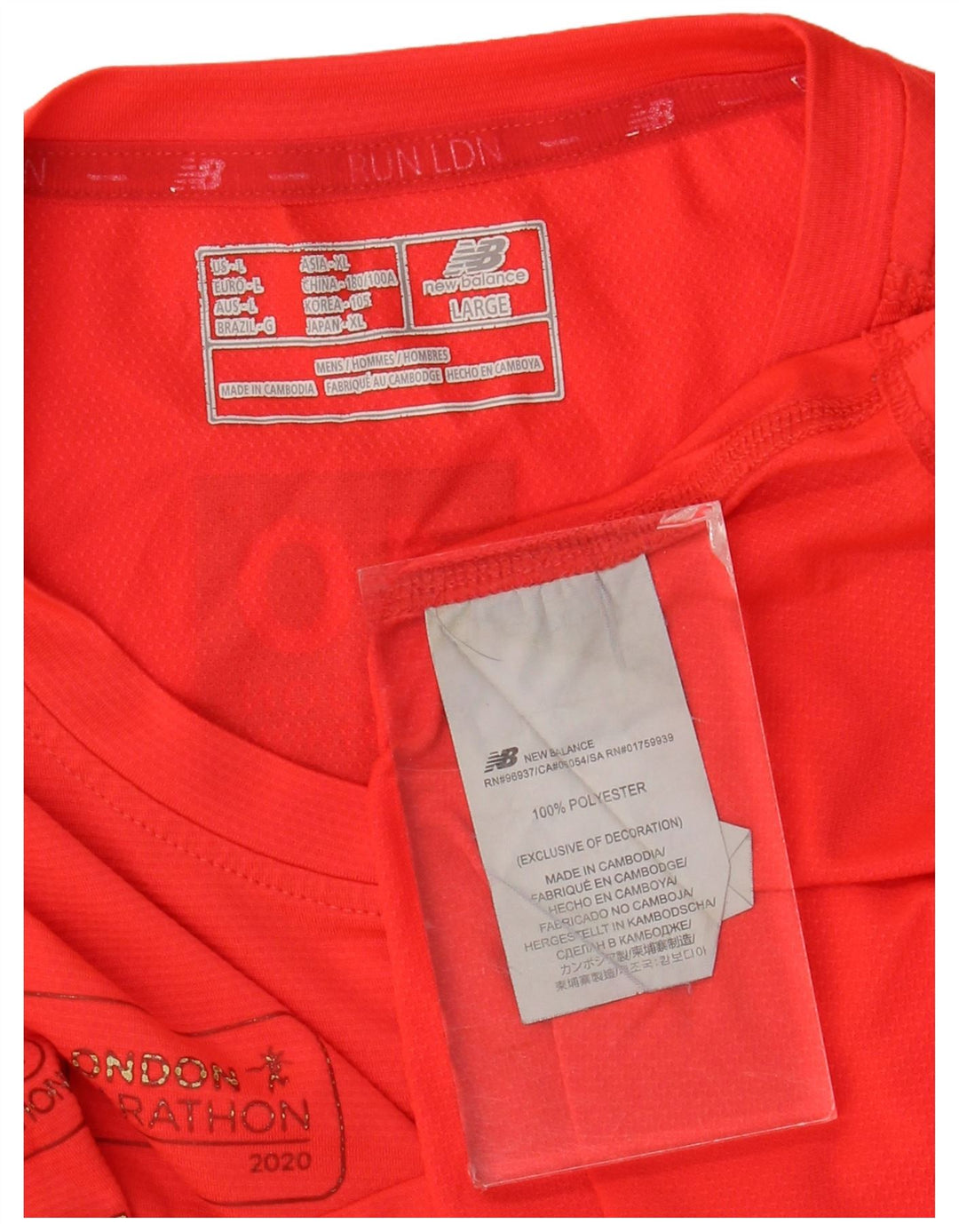 New Balance Herre Grafisk T-Shirt Top Stor Rød Polyester