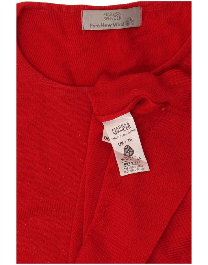 Marks & Spencer Dame Boat Neck Jumper Sweater UK 16 Large Red Wool