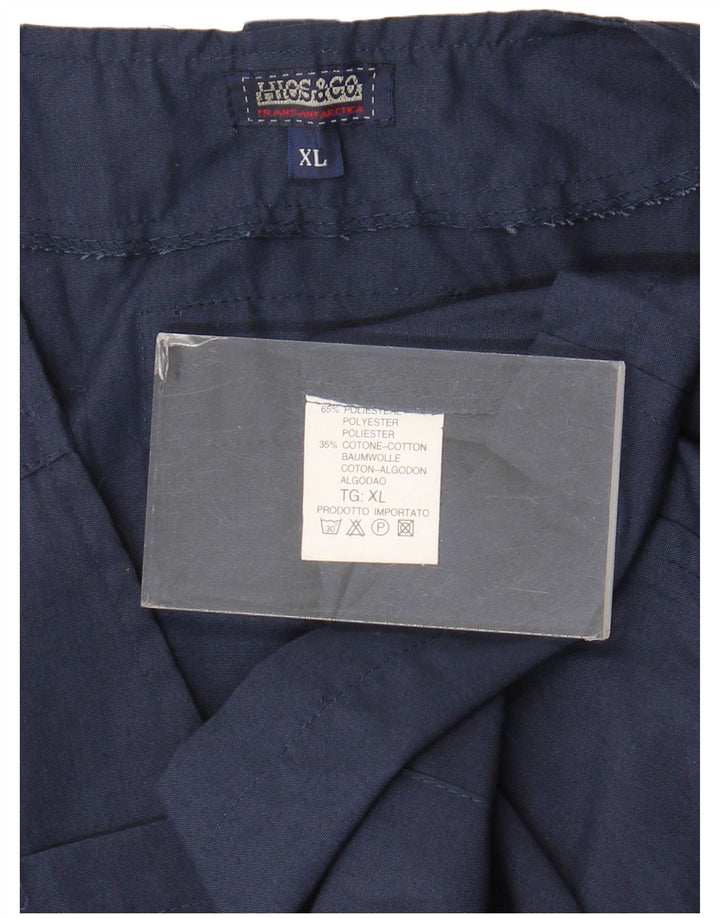 Vintage Herre Utility Gilet UK 42 XL Navy Blue Polyester