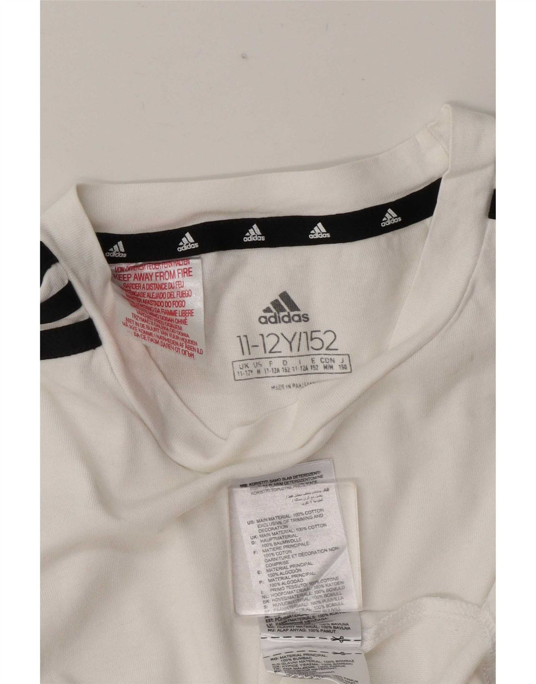 Adidas Boys T-Shirt Top 11-12 år Hvid Bomuld