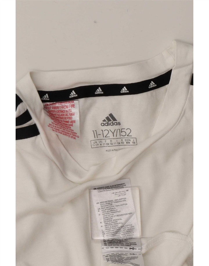 Adidas Boys T-Shirt Top 11-12 år Hvid Bomuld