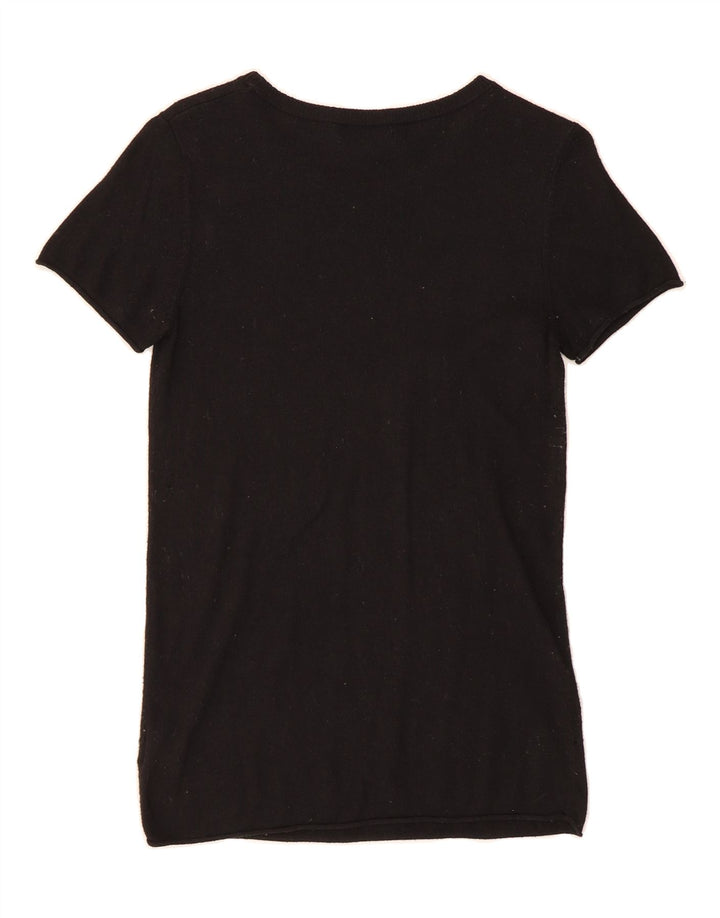 MOSSIMO Womens Short Sleeve Boat Neck Jumper Sweater UK 12 Medium Black Vintage Mossimo and Second-Hand Mossimo from Messina Hembry 