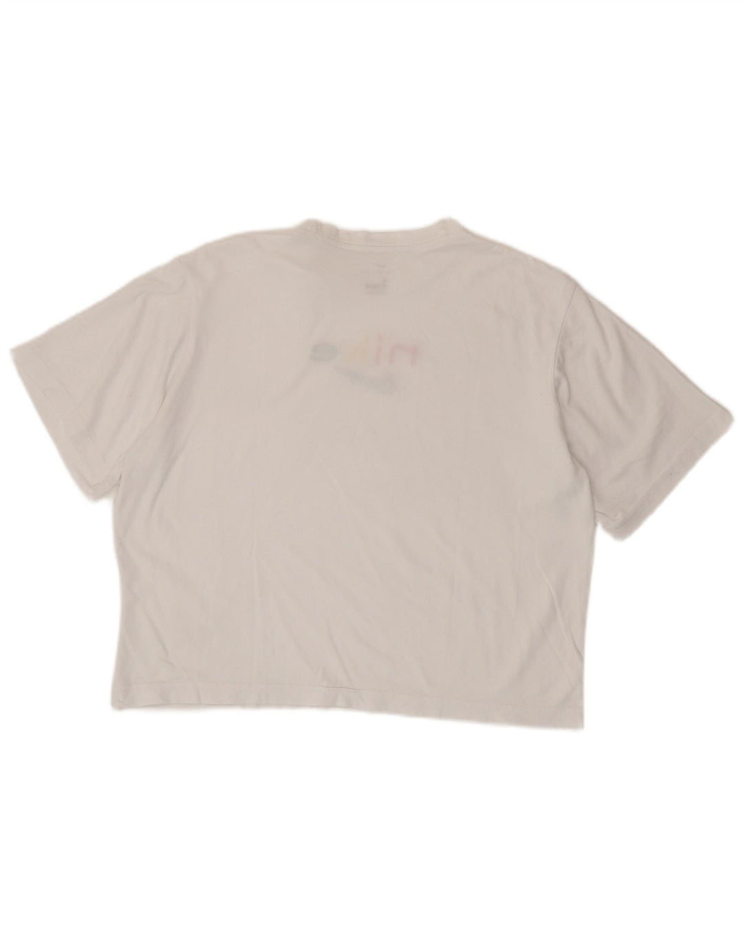 Nike Dame Dri Fit Oversized grafisk T-shirt Top UK 10 Small White