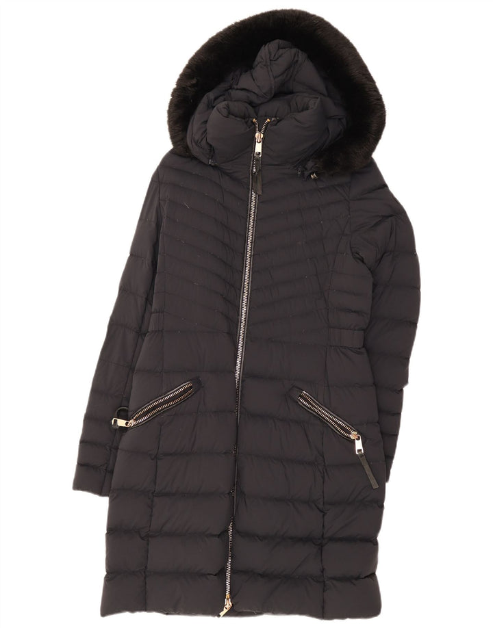Tommy Hilfiger Dame Hætte Polstret Frakke UK 12 Medium Sort Polyamid