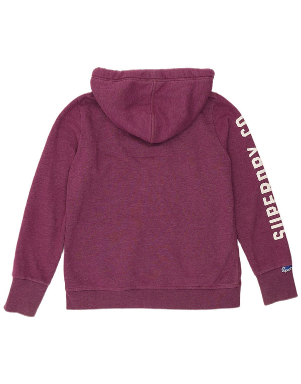 Superdry hættetrøje til kvinder med grafisk lynlås UK 18 XL Lilla bomuld