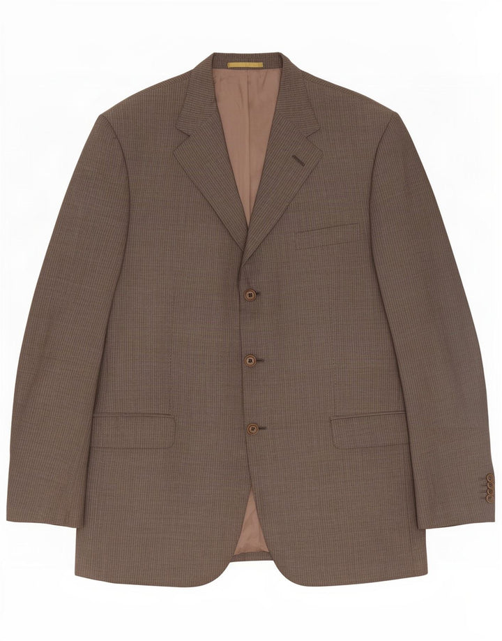Massimo Dutti Herre 3-knaps blazerjakke EU 56 XL Gråstribet uld