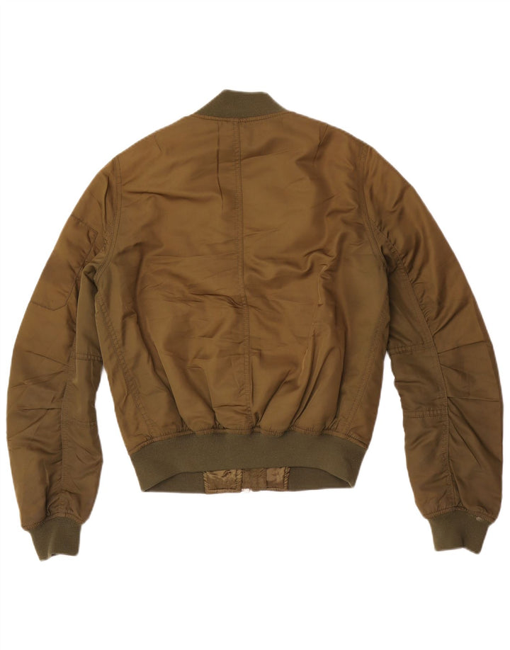 Topshop Womens Bomber Jacket UK 8 Small Khaki Polyester