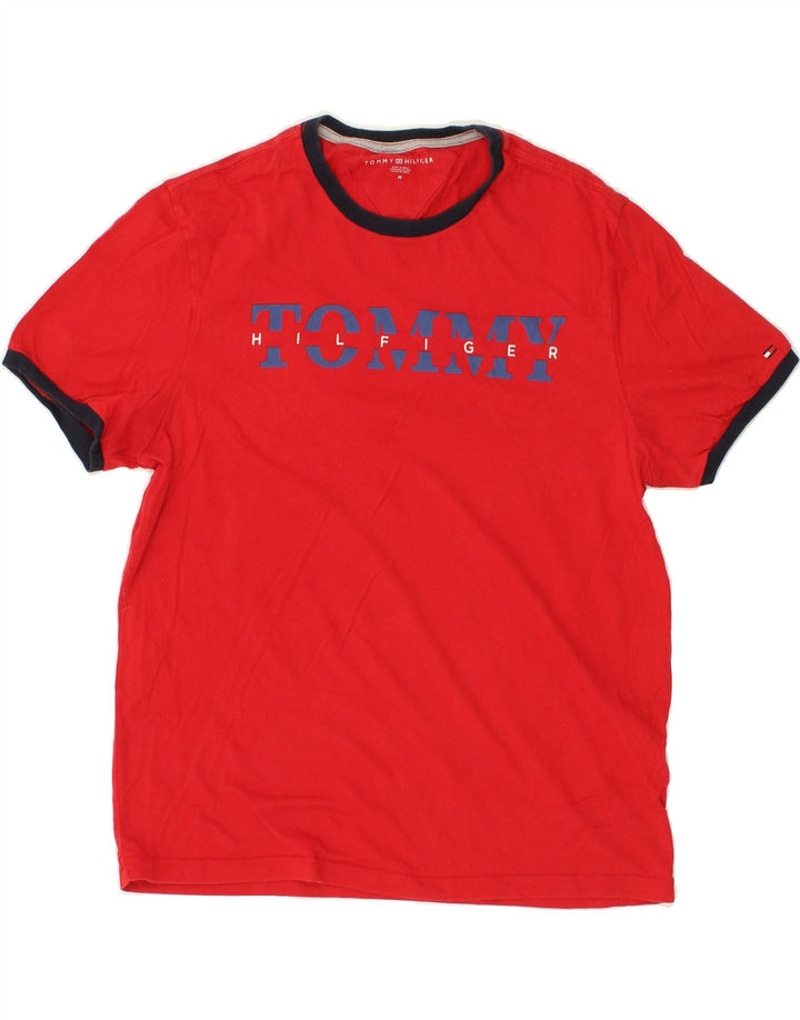 TOMMY HILFIGER Mens Graphic T-Shirt Top Medium Red Cotton Vintage Tommy Hilfiger and Second-Hand Tommy Hilfiger from Messina Hembry 