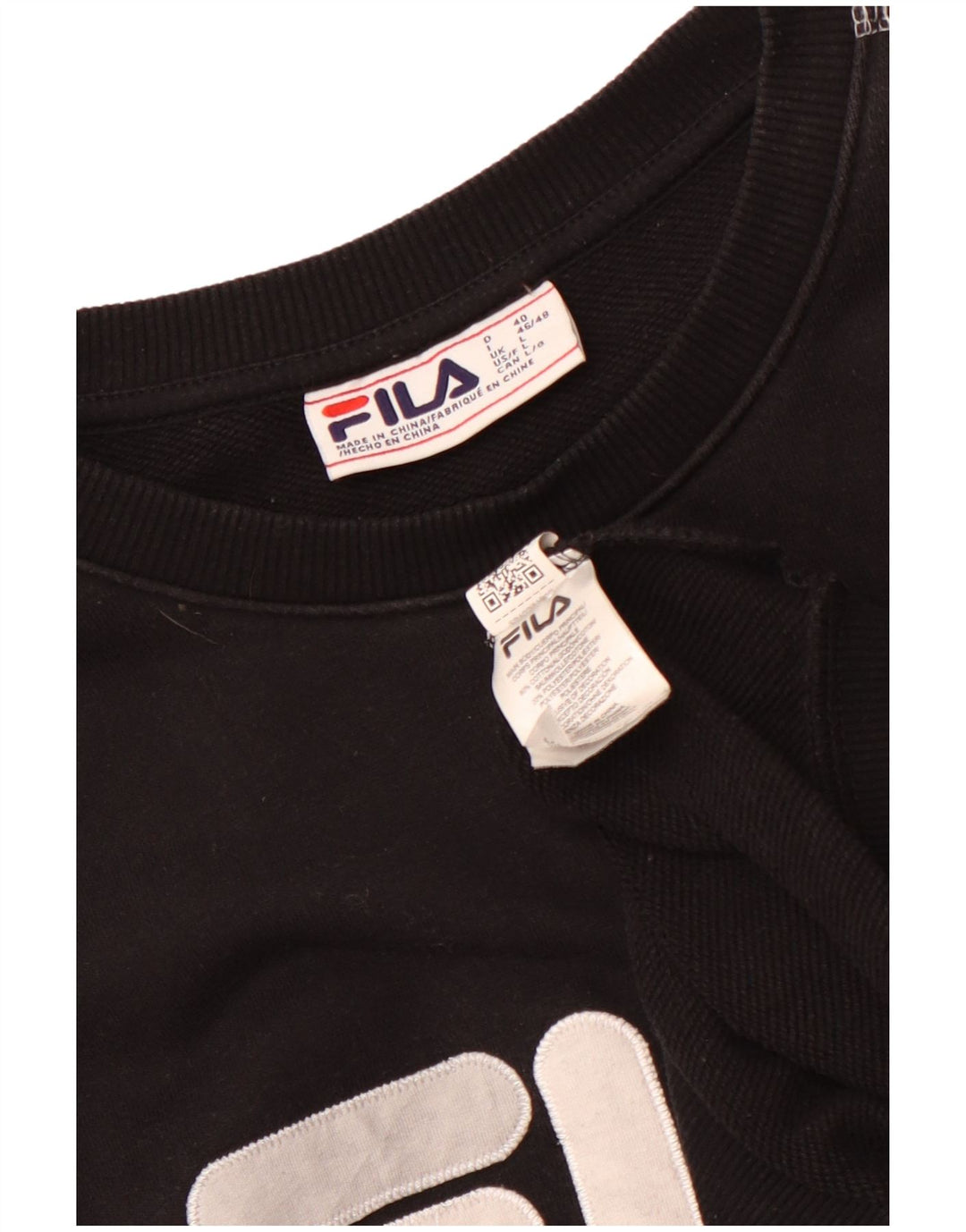 Fila Dame Grafisk Sweatshirt Jumper UK 16 Stor Sort Bomuld