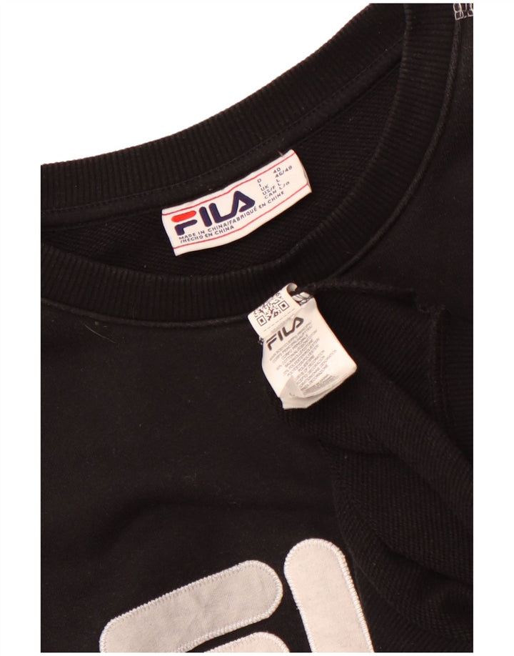 Fila Dame Grafisk Sweatshirt Jumper UK 16 Stor Sort Bomuld