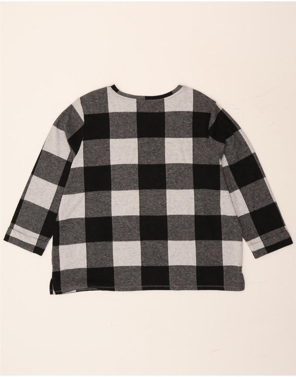 Marks & Spencer Dametop Langærmet UK 20 2XL Grå ternet polyester