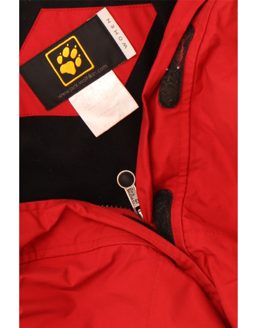 Jack Wolfskin Womens Hooded Windbreaker Jacket UK 10 Small Red Colourblock