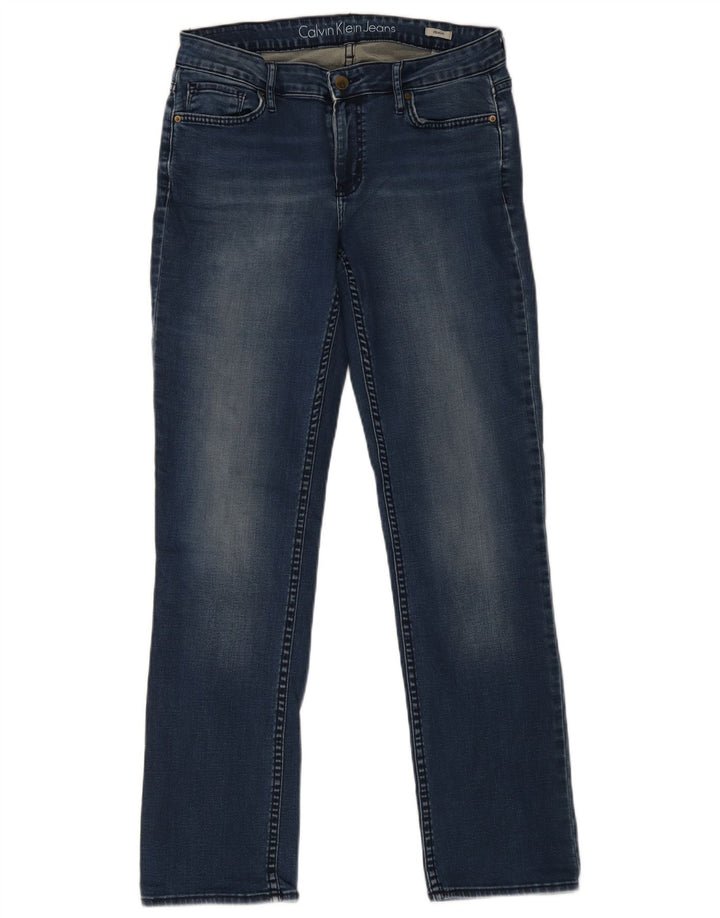Calvin Klein Dame Straight Jeans W30 L32 Marineblå Bomuld