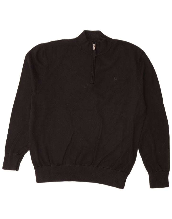 Jack Wills Herre Zip Neck Jumper Sweater XL Sort Bomuld