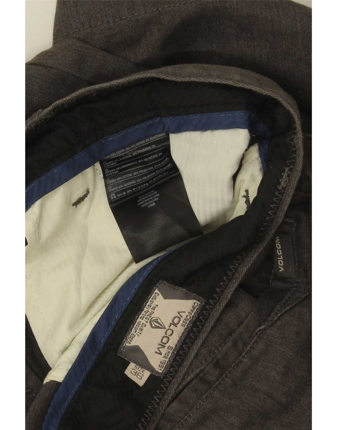 Volcom Herre Chino Shorts W36 Large Grå Bomuld