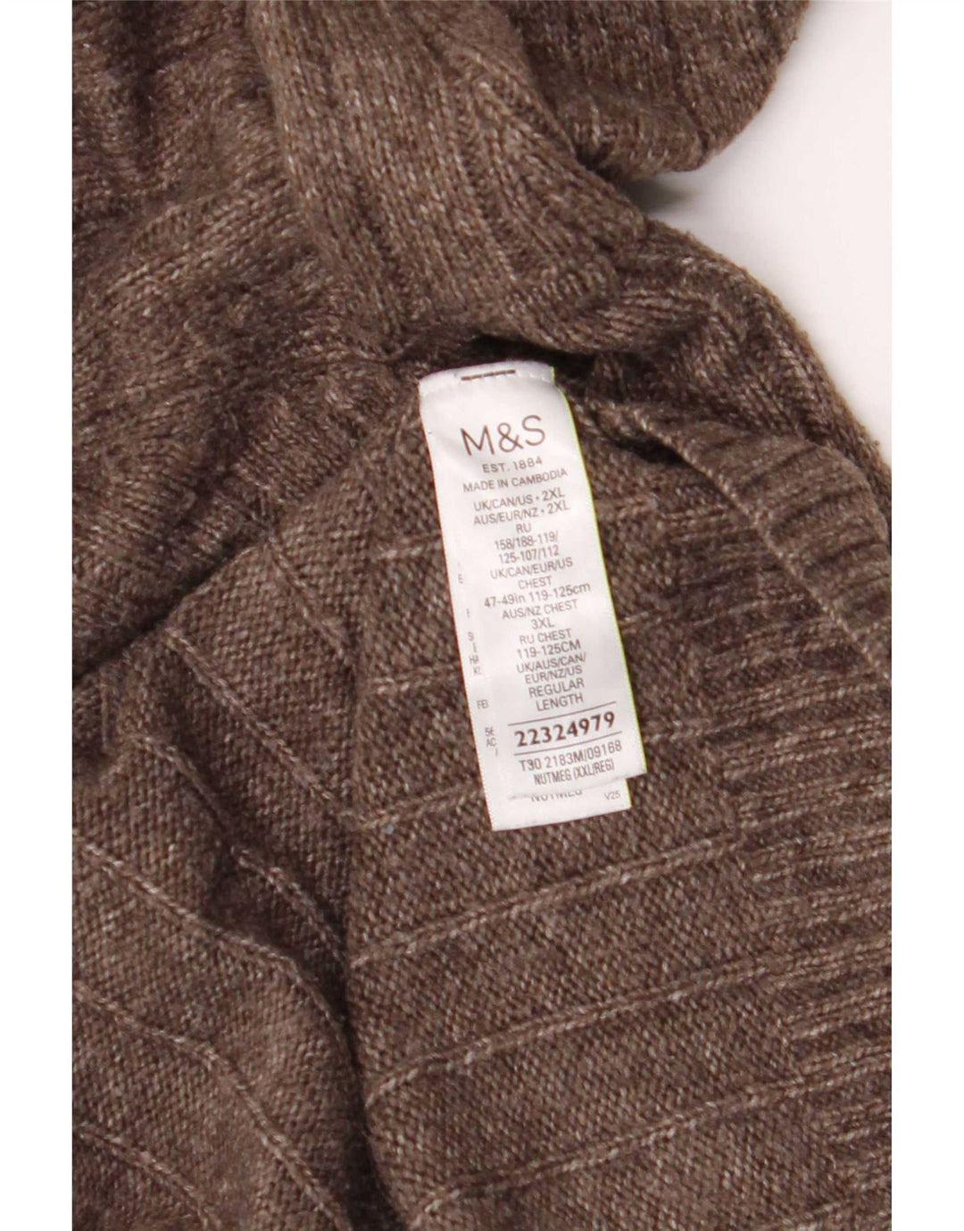 Marks & Spencer Herre rullehals sweater 2XL brun akryl