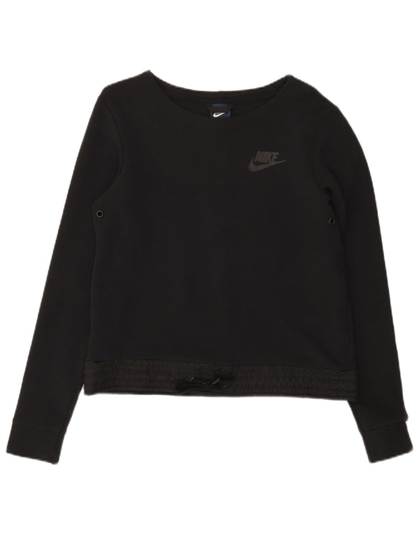 Nike Womens Crop Sweatshirt Jumper UK 10 Small Black Bomuld