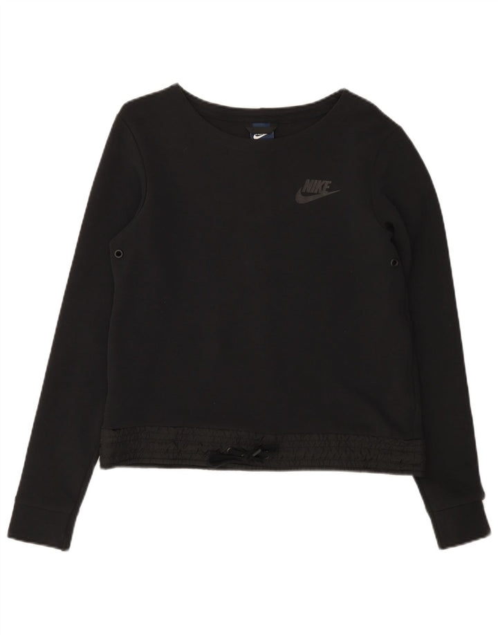 Nike Womens Crop Sweatshirt Jumper UK 10 Small Black Bomuld