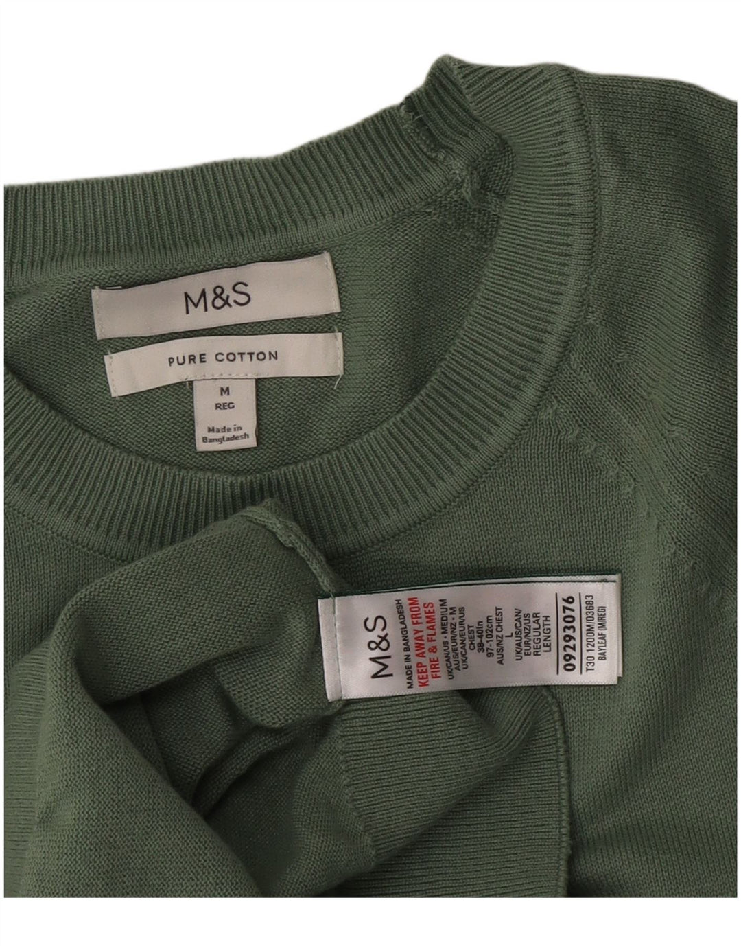 Marks & Spencer Herre sweater med rund hals, mellemgrøn bomuld